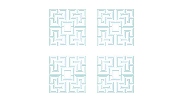 Abstract maze pattern design with geometric shapes in black and white