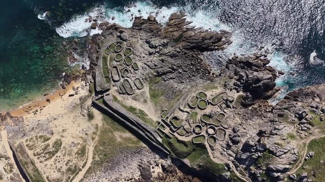 Castro de baro&ntilde;a, an iron age hillfort, overlooking the atlantic ocean in galicia, spain