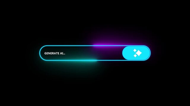 Modern pill-shaped button labeled ai generate with futuristic design elements.ai generate dashboard with charts and graphs for artificial intelligence analysis and insights.4k motion video