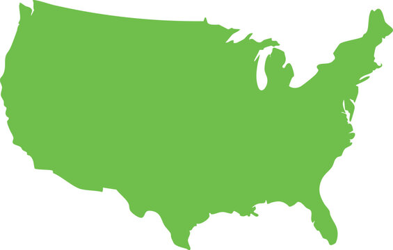 Green silhouette map of the united states of america