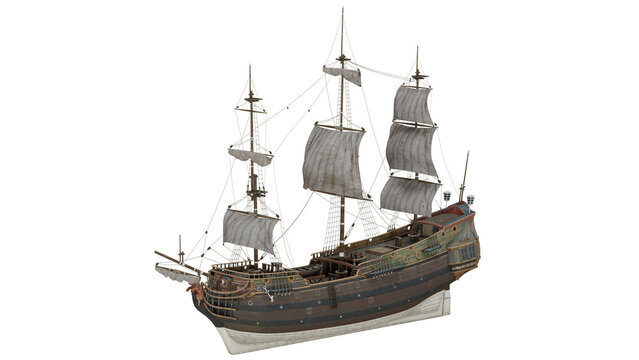 3d rendering ship pinnace