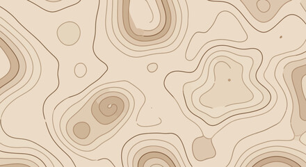 Abstract seamless pattern of organic contour lines in warm brown and beige. This flowing design evokes natural landforms and geological elevations, perfect for a unique background texture © john