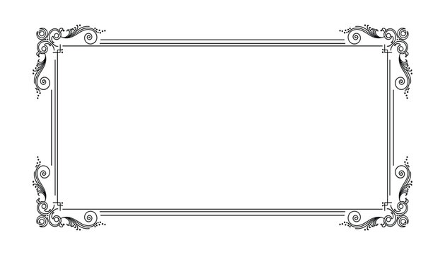 Decorative vintage rectangular frame with detailed corners for classic elegant print vector