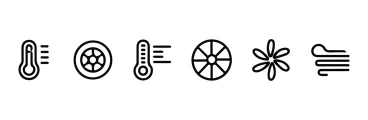 Obraz premium Weather icons for temperature wind and sun.