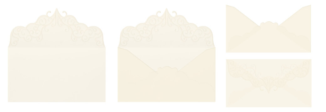 Vintage Translucent Envelope Set Elegant Stationery Mockup 