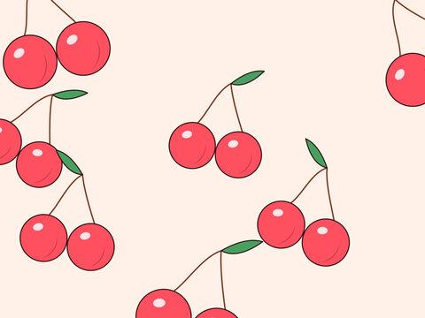 Cute Cherry Fruit Pattern Pinup Background