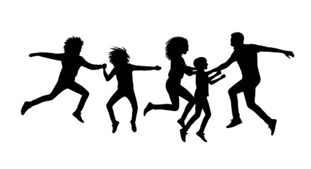 Obraz premium Silhouette group of people running together isolated on transparent background, Vector