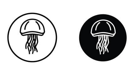 Naklejka premium Minimal jellyfish icon in contrasting circular backgrounds