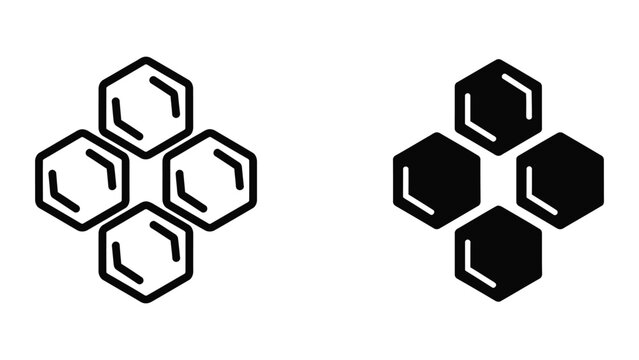 Black and white benzene ring chemical structure illustration