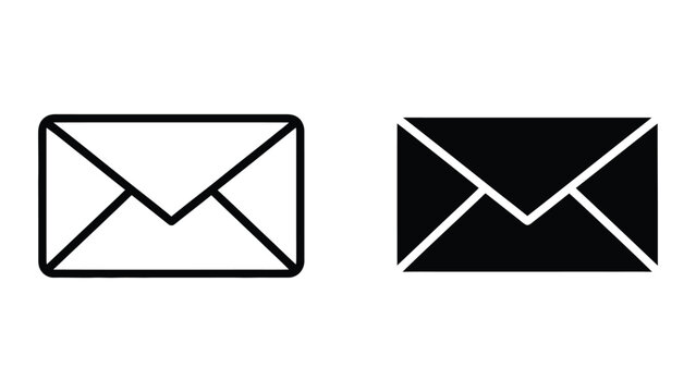 Minimalist envelope icon with cross lines in black and white