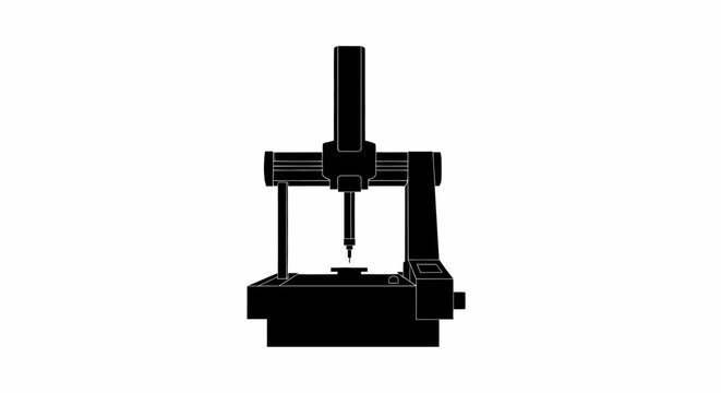 Coordinate measuring machine silhouette on a white background