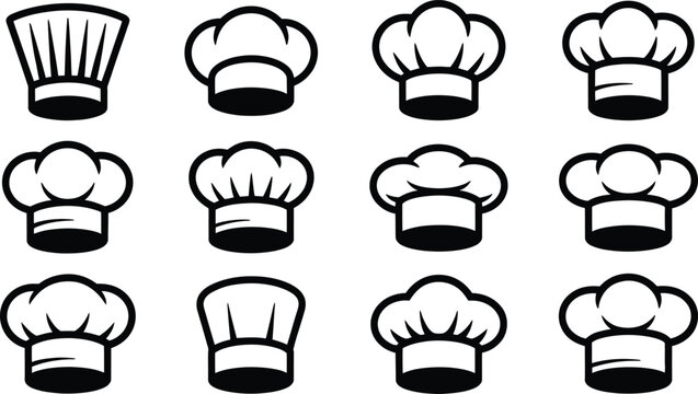 Chef hat icon set for cooking food logo design
