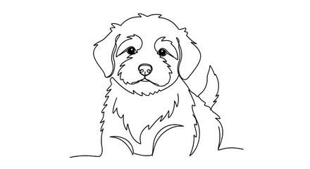 Fototapeta premium Cute Puppy Portrait in Cartoon Doodle Style, Adorable Dog Breed Illustration, Fun Art Idea