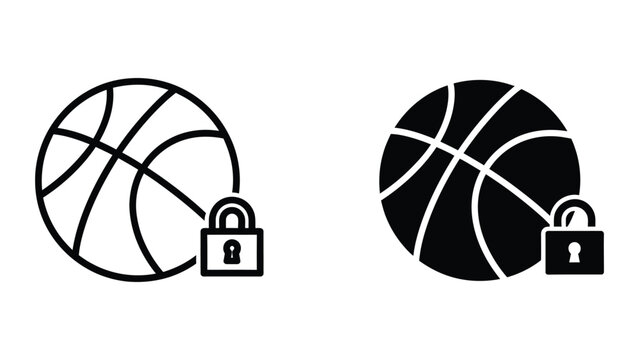 Basketball with lock symbol icons