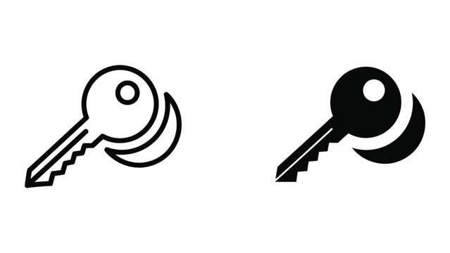 Two simple black and white key icons side by side