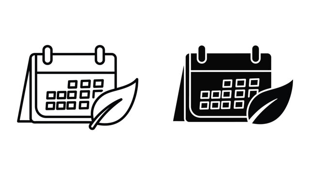 Minimalist calendar with leaf icons side by side