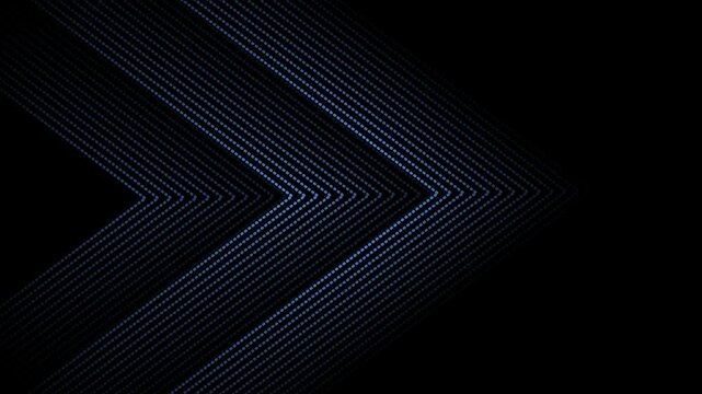 Dotted chevron arrows background animated, Abstract dark background with layered chevron arrows formed by dotted lines animation
