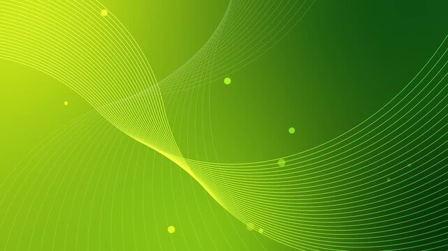 Abstract wave lines background animation, gradient background with flowing white curved lines and small circular dots