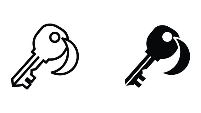 Black and white key icon pair with ring design