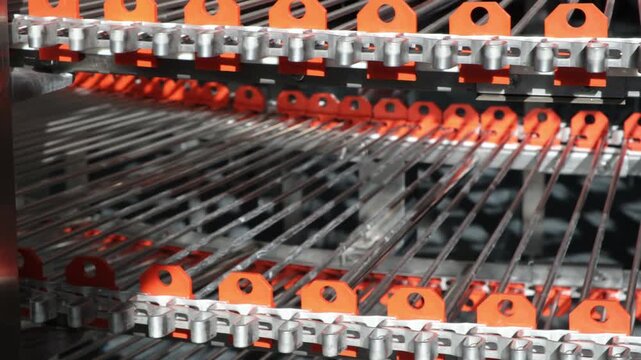Metal tape bakery belt of automatic conveyor, Tape belt of automatic conveyor. product packaging concept