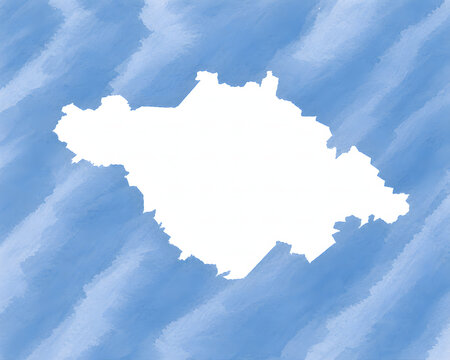 Tlaxcala Mexico state map silhouette on blue watercolor background