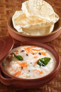 Carrot Curd rice with appalam