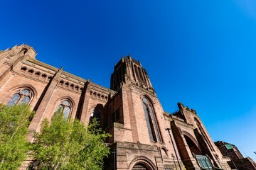 Fototapeta premium Liverpool Cathedral on a Sunny Weekday. The Liverpool Cathedral is the largest Anglican Church and the largest in England.