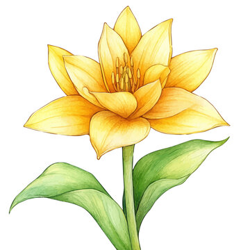 Parodia Flower, vector clipart in watercolor with smooth gradients, isolated on a white background.