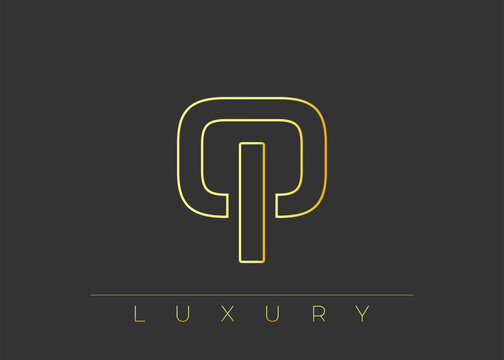 OI Luxury Modern Interlocking Letter Logo Design. Luxury Monogram Logo With Gold Outline On dark Background, Elegant Minimal Branding Mark.