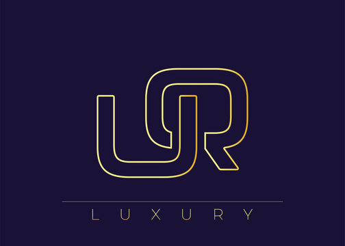 UQ Luxury Modern Interlocking Letter Logo Design. Luxury Monogram Logo With Gold Outline On dark Background, Elegant Minimal Branding Mark.