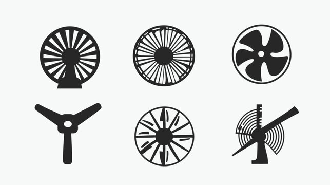 A collection of fan icons in various designs and styles, suitable for design and illustration