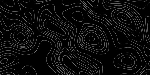 Abstract outline topographic contour map background. Dark texture. Topographic map lines, contour background. Topographic map in dark blue color in gold land lines. © Noor