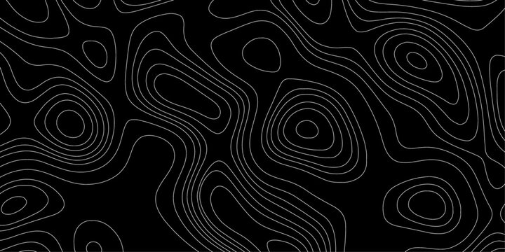 Abstract outline topographic contour map background. Dark texture. Topographic map lines, contour background. Topographic map in dark blue color in gold land lines.