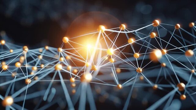 Network connections with glowing nodes.