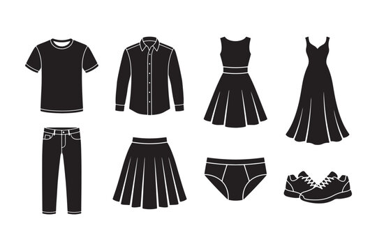 Black clothing including t-shirts, dresses, pants, shoes, and hats black clothing t-shirt trousers skirt