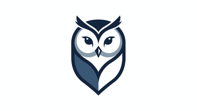 Stylized dark blue owl logo with large eyes and pointed ears