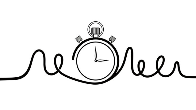 Stopwatch with a coiled line indicating passage of time