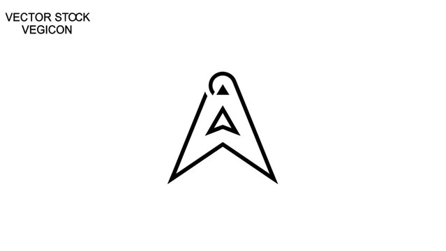 Stylized letter 'A' with layered triangles and curve