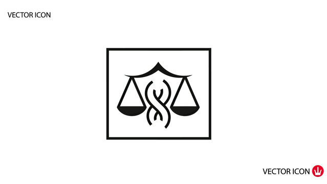 Abstract icon combining a balance scale and a DNA helix