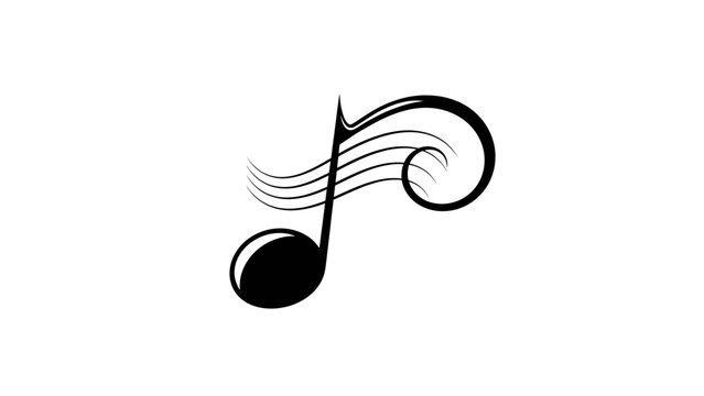 Stylized musical note with flowing lines and a decorative flourish