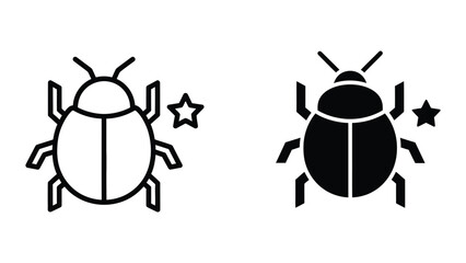 Black and white ladybug icons with star accents © Jahidul