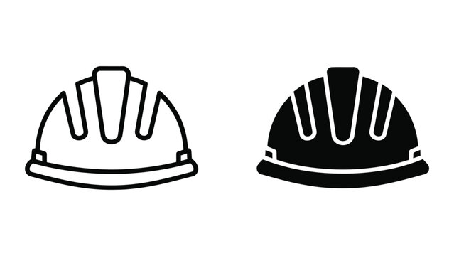 Black and white construction safety hard hats with ventilation