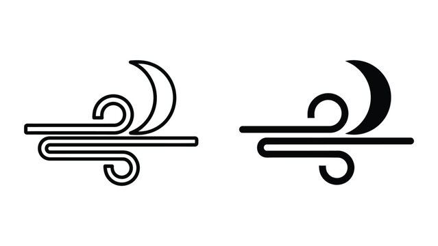 Minimalist wind or breeze abstract icon with swirls