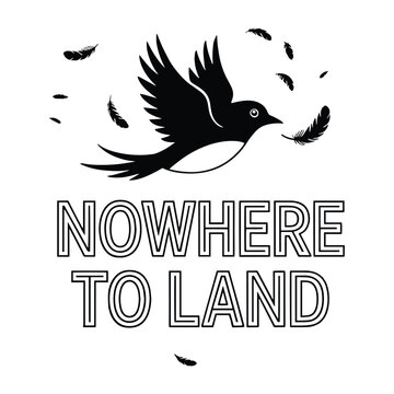 Nowhere To Land Flying Bird Feathers Melancholic T Shirt Design