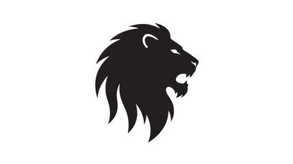 Lion head logo icon with bold black silhouette and roaring expression for mascot, branding, and sports design © Davids