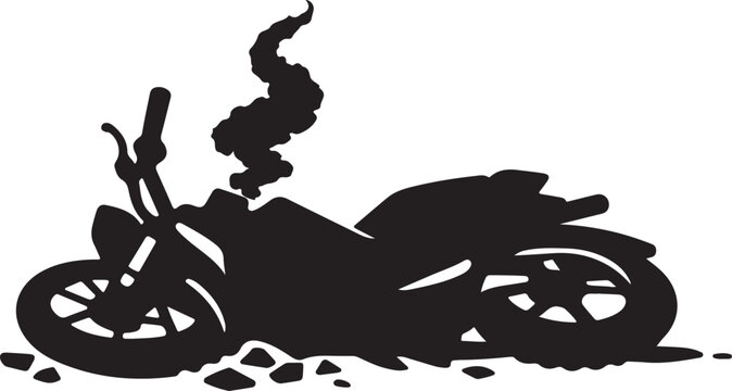 damaged two-wheeler silhouette