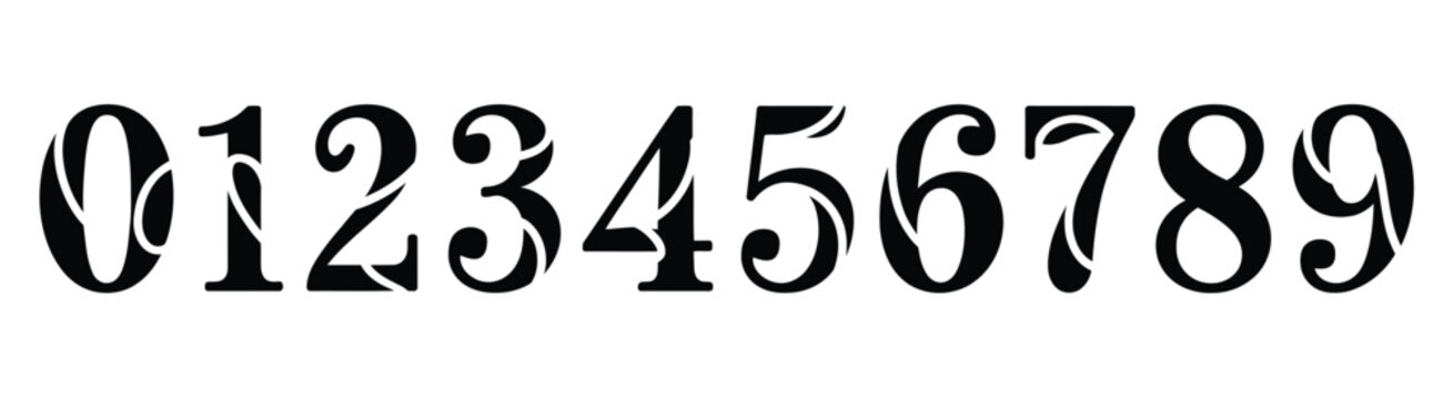 handwritten black digits 0 to 9 on white background minimalist number sequence