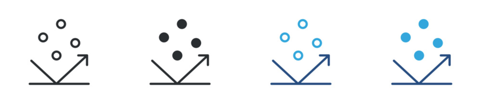 Water repellent icon set. liquid droplets deflecting from surface. waterproof and protection concept. vector illustration.