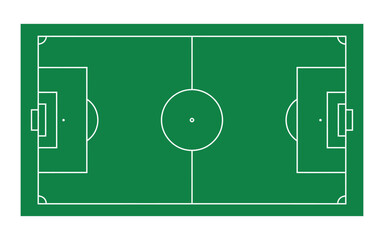 Soccer field top view green pitch with white lines and goal areas © MOHAMMAD