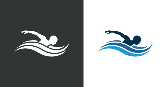 Swimmer Silhouette with Water Waves Vector Illustration spring silhouette on a black background high quality professional detailed